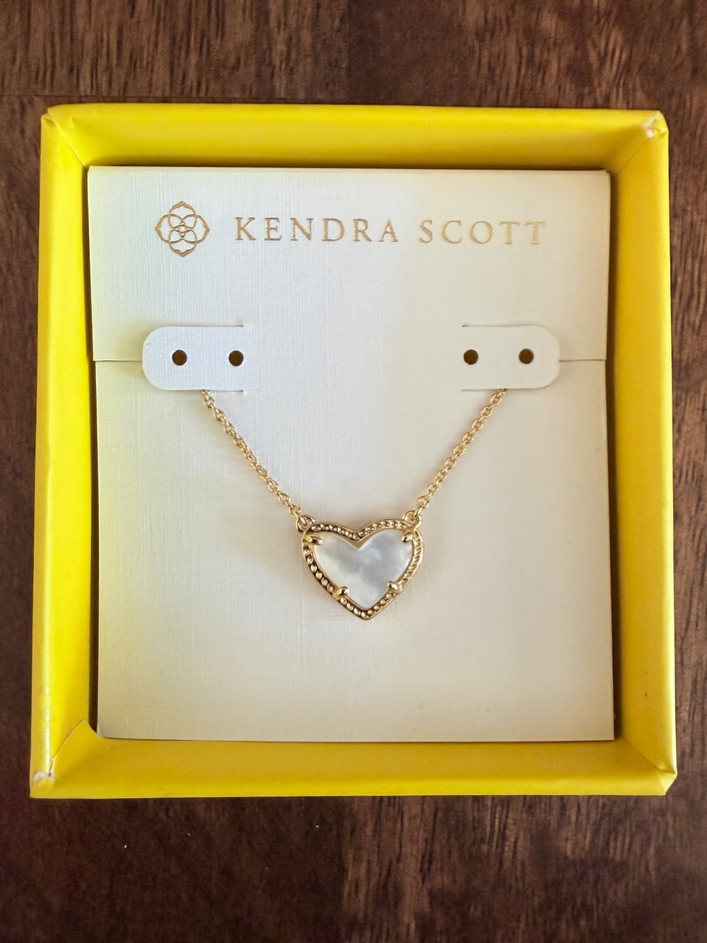 Kendra Scott Gold Heart Necklace with White Center